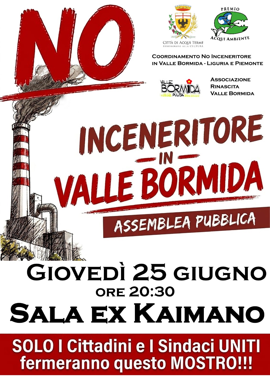 Apre imamgine COMUNICATO STAMPA  Ambiente e territorio: Assemblea pubblica ad Acqui Terme su inceneritore e situazione ex ACNA di Cengio
